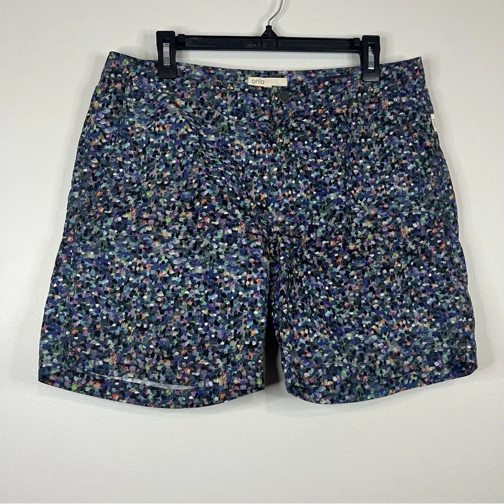Onia “Liberty” Print Charles Swim Trunks 33W